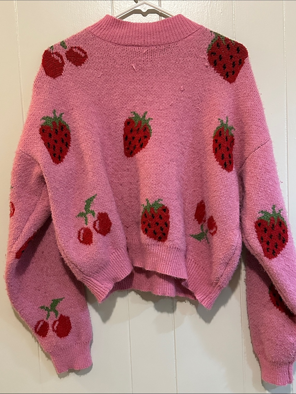 Dreamers Pink Strawberry & Cherry Crewneck Sweater